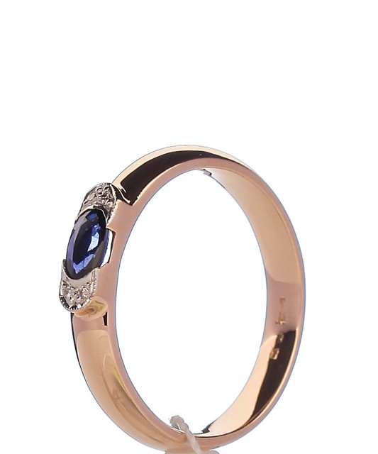 Auksinis Žiedas Su safyru ir briliantais - Auksiniai žiedai - Goldinga