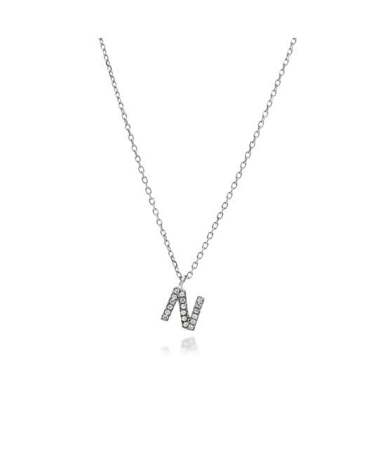 Серебряная цепочка с подвеской в виде буквы N