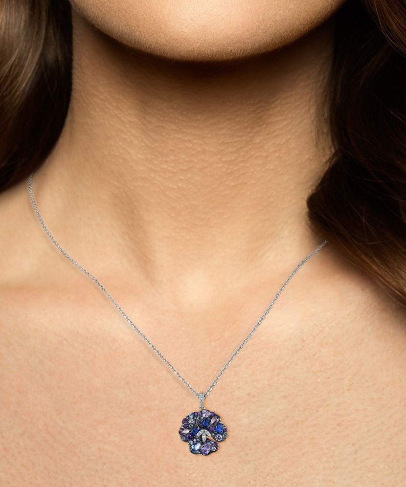 Подвеска из серебра со шпинелями и фианитами