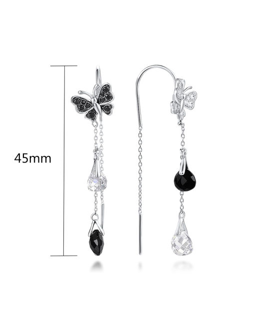 Позолоченные серьги из серебра с ониксом и цирконами