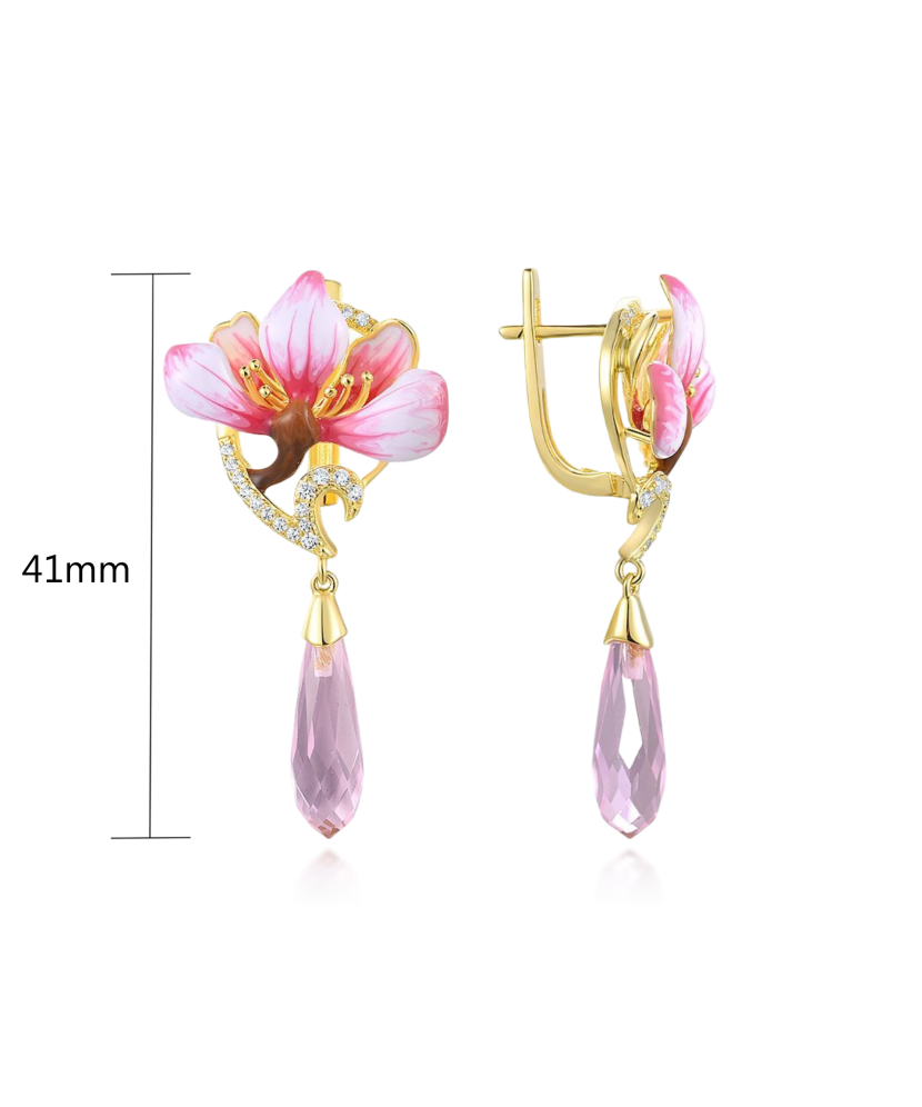 Kullatud Hõbedast kõrvarõngad tsirkoonide ja emailiga