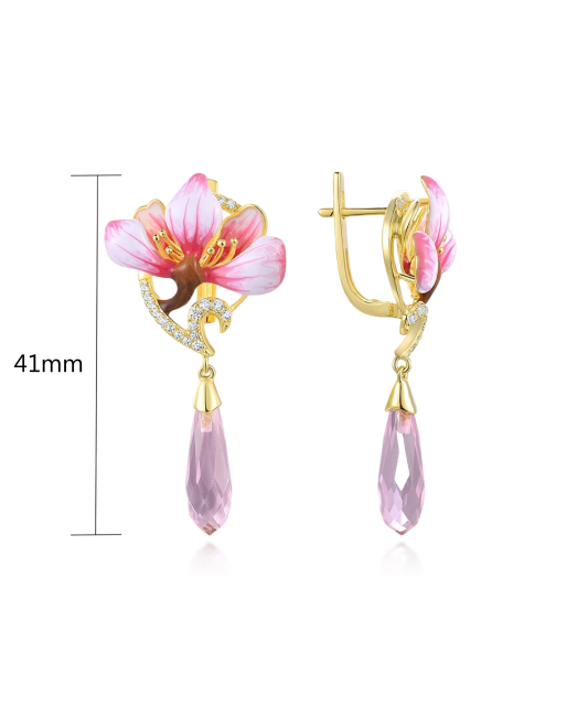 Kullatud Hõbedast kõrvarõngad tsirkoonide ja emailiga