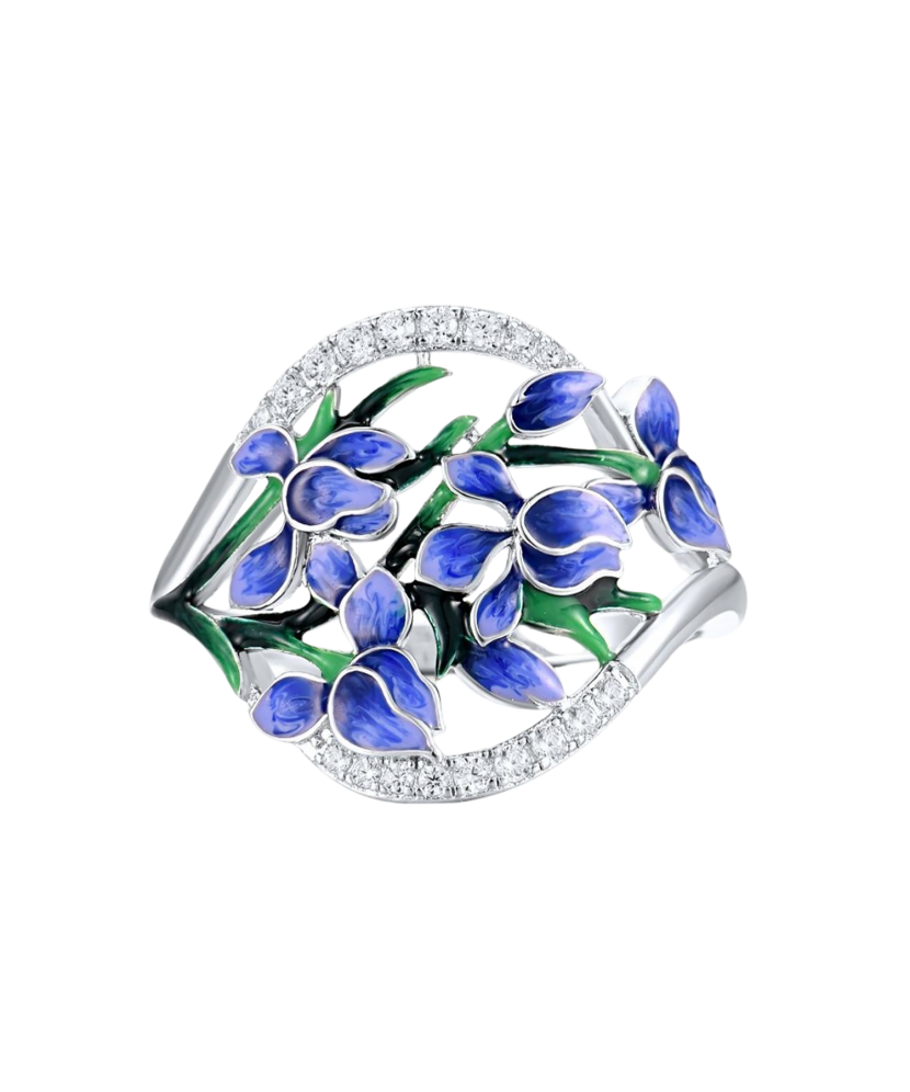 Hõbesõrmus emailiga ja tsirkooniga