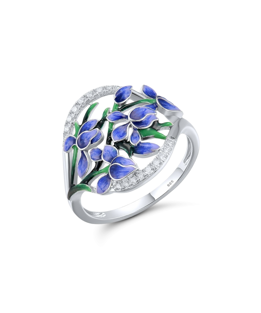 Hõbesõrmus emailiga ja tsirkooniga