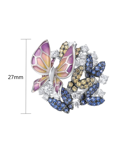 Кольцо из серебра с эмалью и фианитами