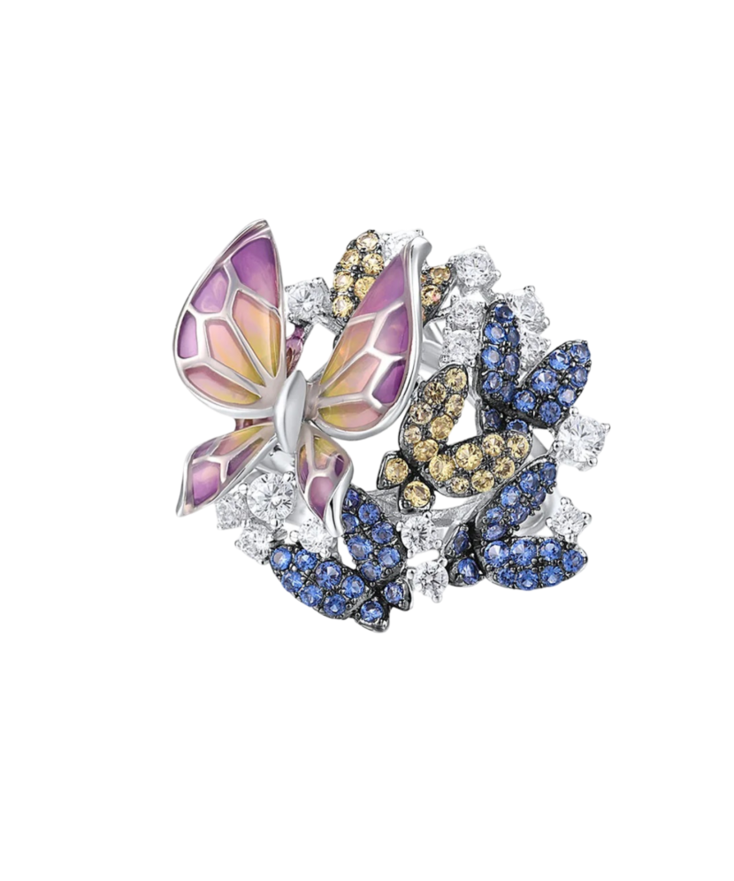 Hõbesõrmus emailiga ja tsirkooniga