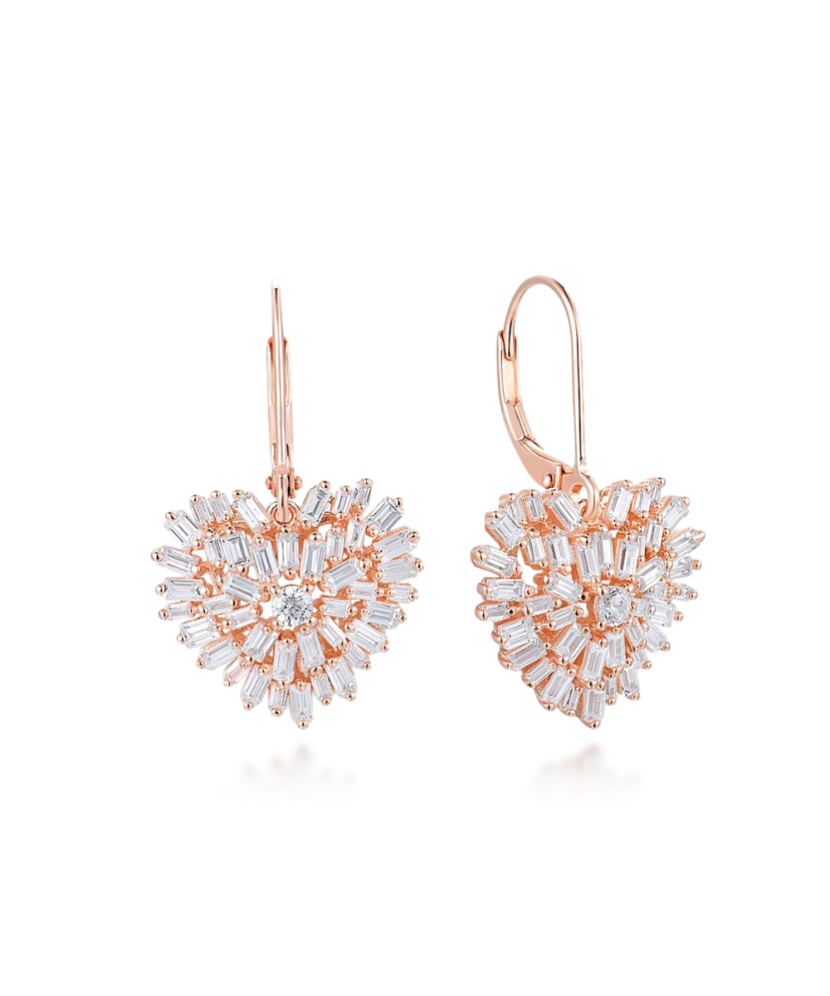 Kullatud Hõbekõrvarõngad tsirkoonidega "südamekes"