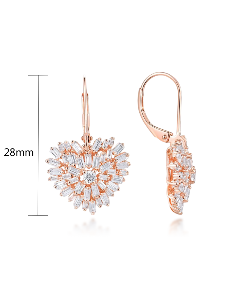 Серьги из позолоченного серебра с цирконами "Сердечки"