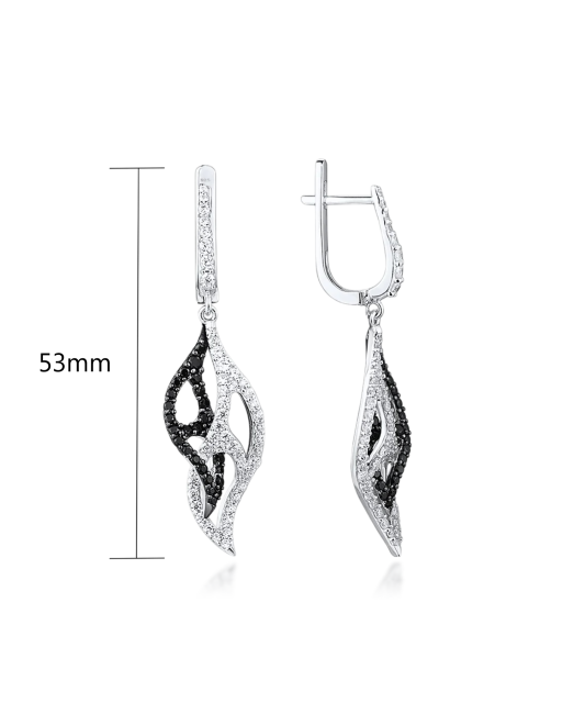 Серьги из серебра с цирконом и шпинели