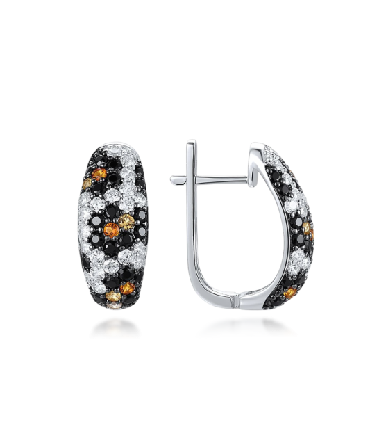 Серьги из серебра с цирконом и шпинели