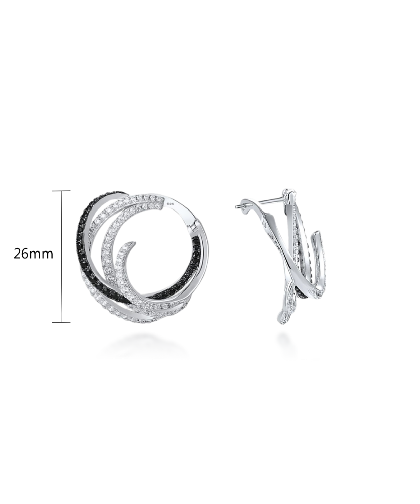 Серьги из серебра с цирконом и шпинели