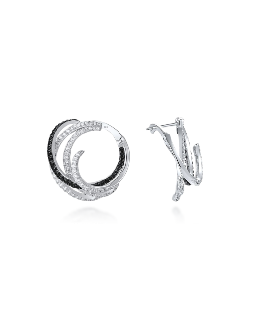 Серьги из серебра с цирконом и шпинели