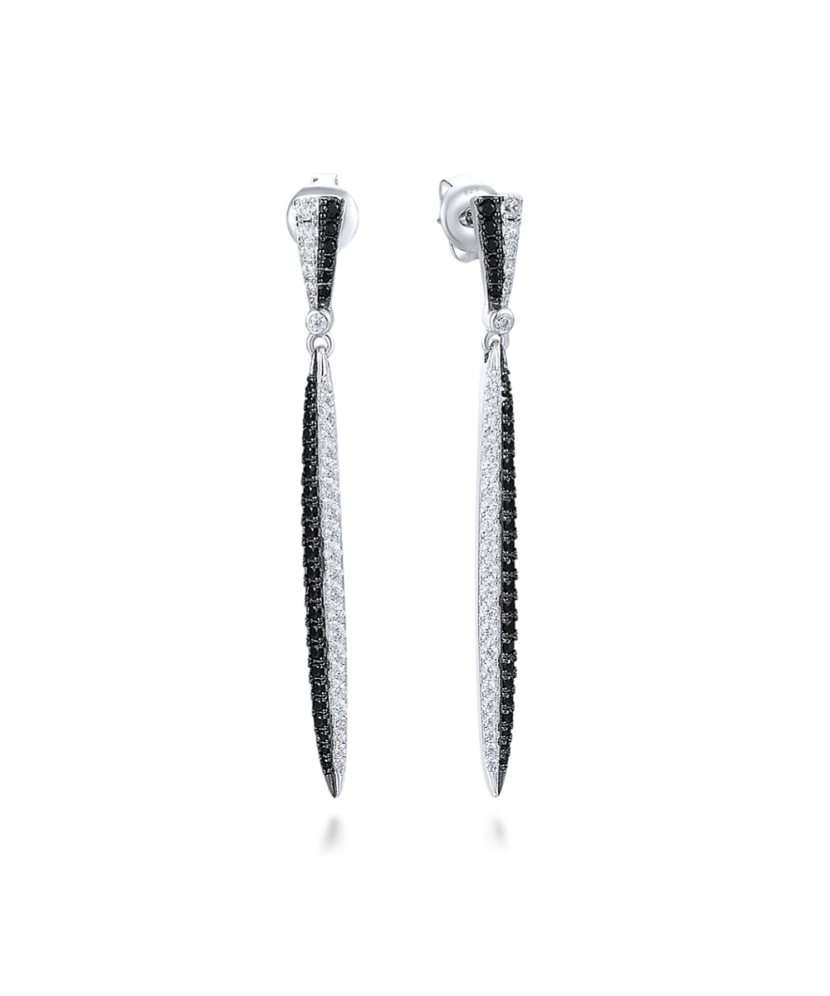 Серьги из серебра с цирконом и шпинели