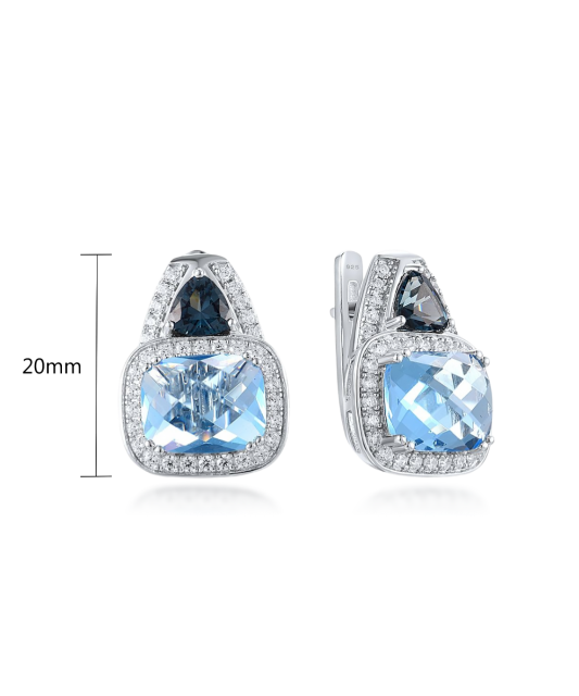 Серьги из серебра с цирконом и шпинели