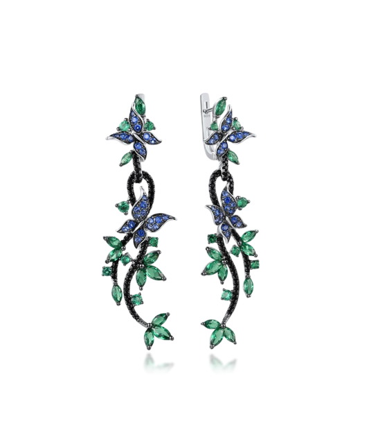 Hõbekõrvarõngad tsirkoonidega ja spinelliga