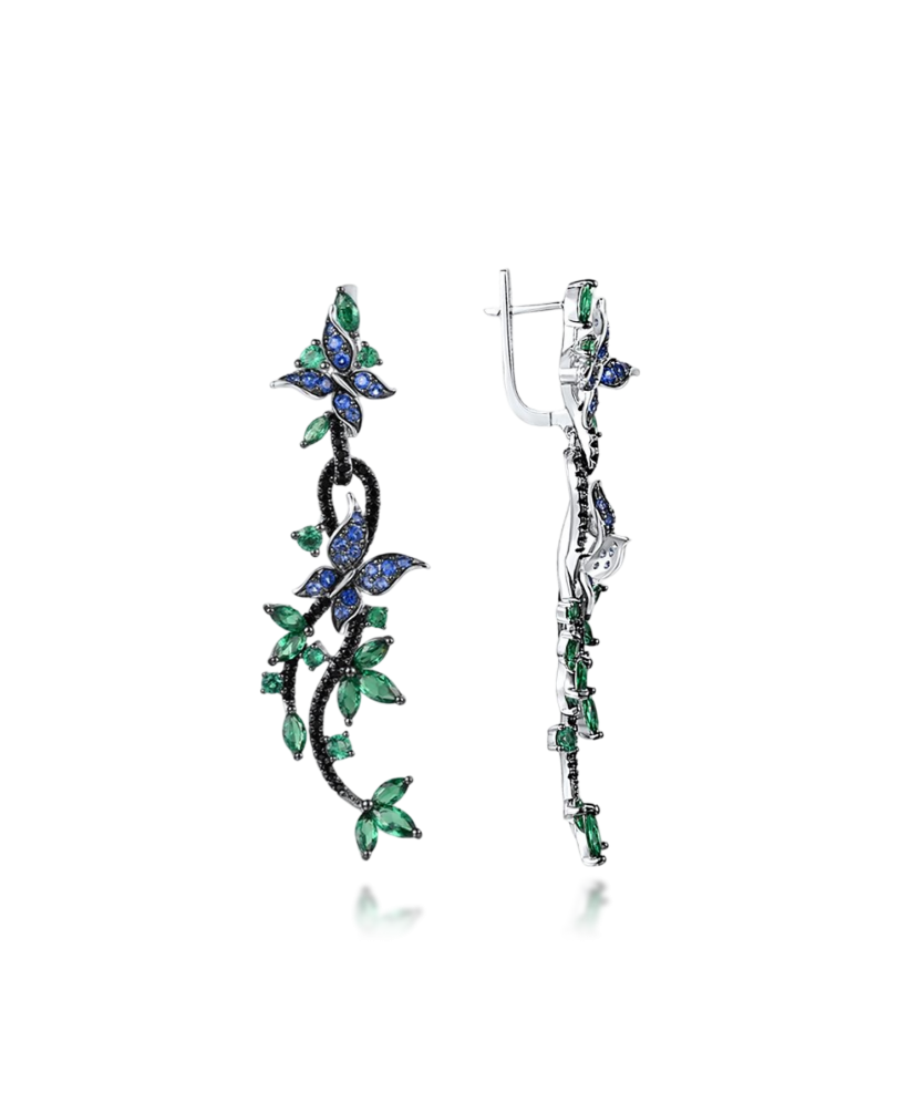 Hõbekõrvarõngad tsirkoonidega ja spinelliga