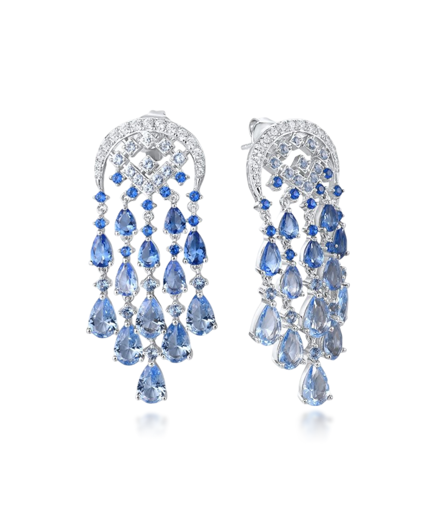 Серьги из серебра с цирконом и шпинели