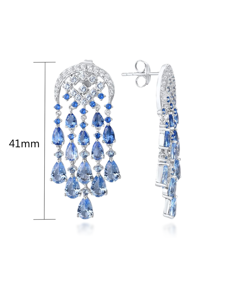 Серьги из серебра с цирконом и шпинели