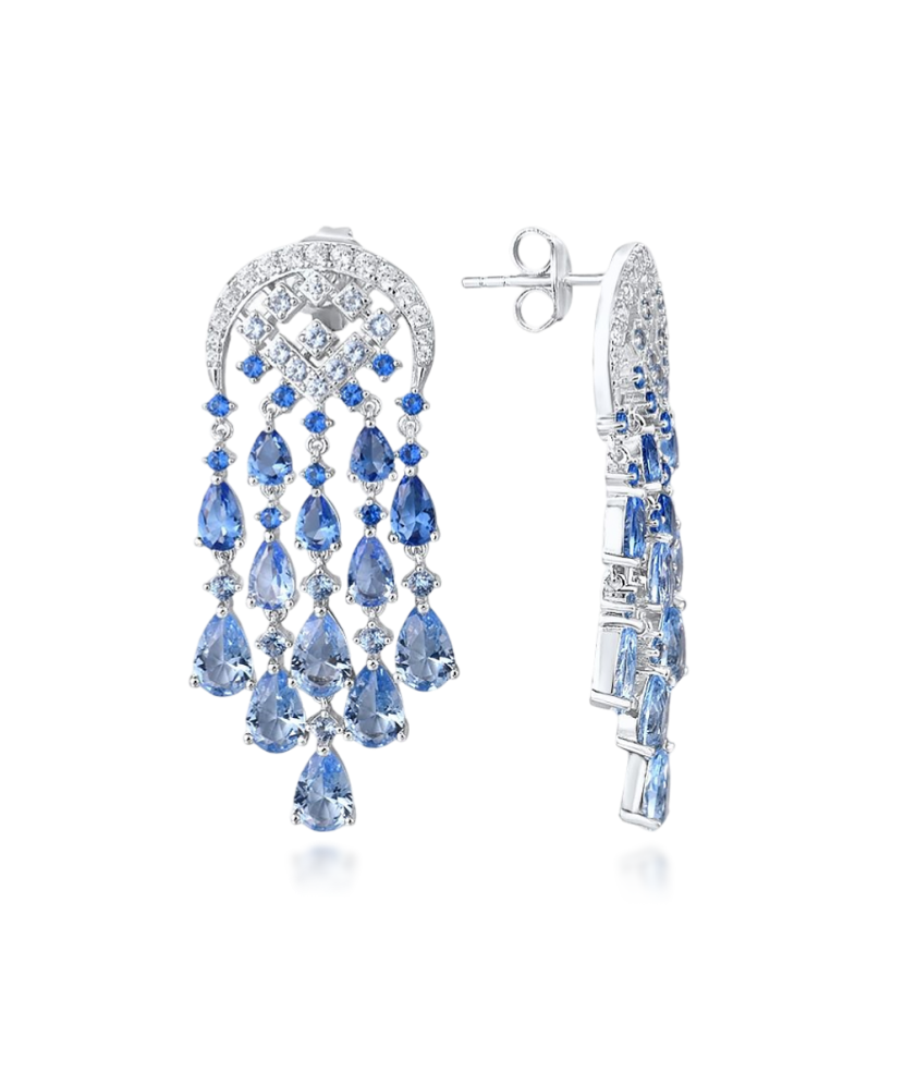 Серьги из серебра с цирконом и шпинели