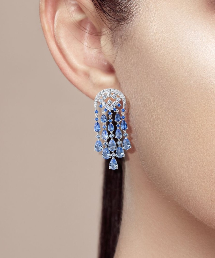 Серьги из серебра с цирконом и шпинели