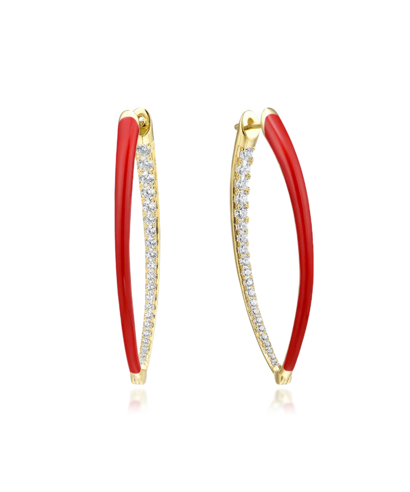 Kullatud Hõbedast kõrvarõngad tsirkoonide ja emailiga