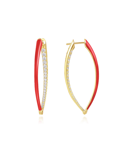 Kullatud Hõbedast kõrvarõngad tsirkoonide ja emailiga