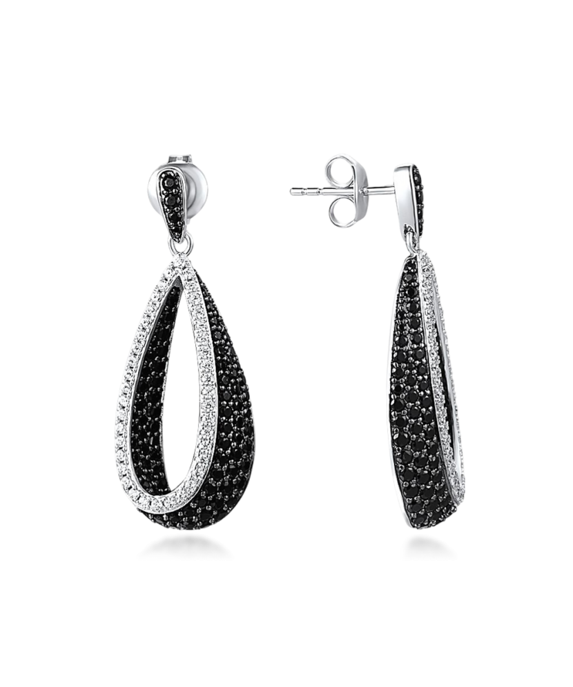 Серьги из серебра с цирконом и шпинели