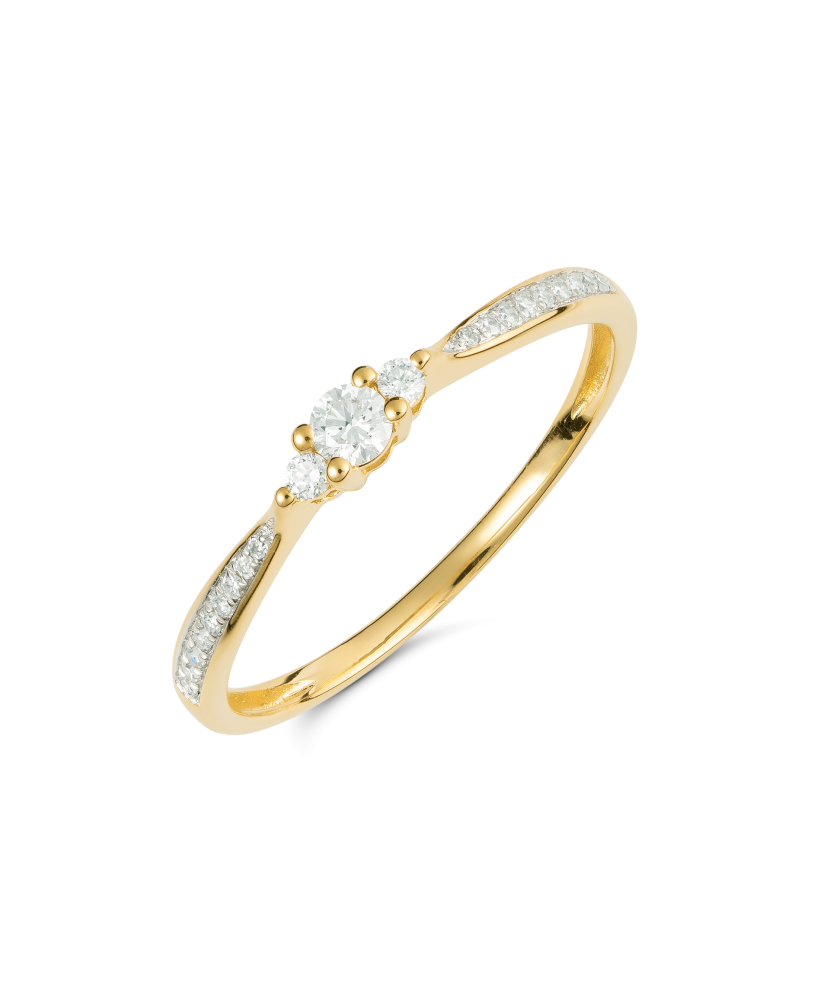 Kollasest kullast sõrmus teemantide