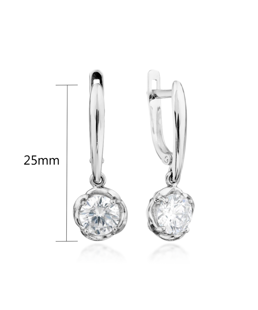 Серьги из белого золота с кристаллом