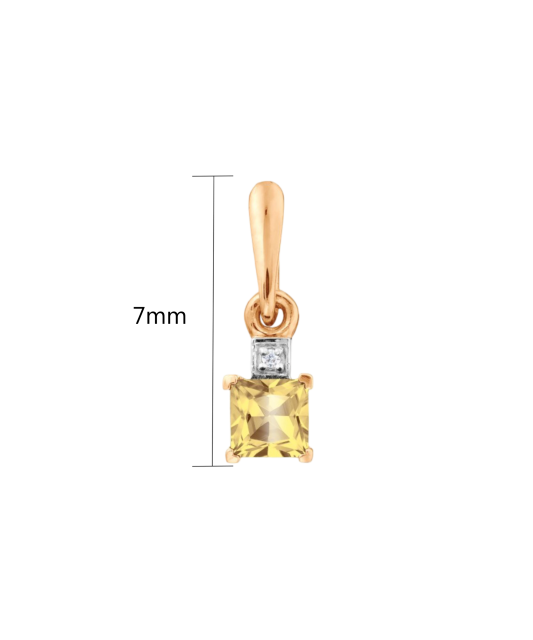 Золотая подвеска с цитрином  и цирконами
