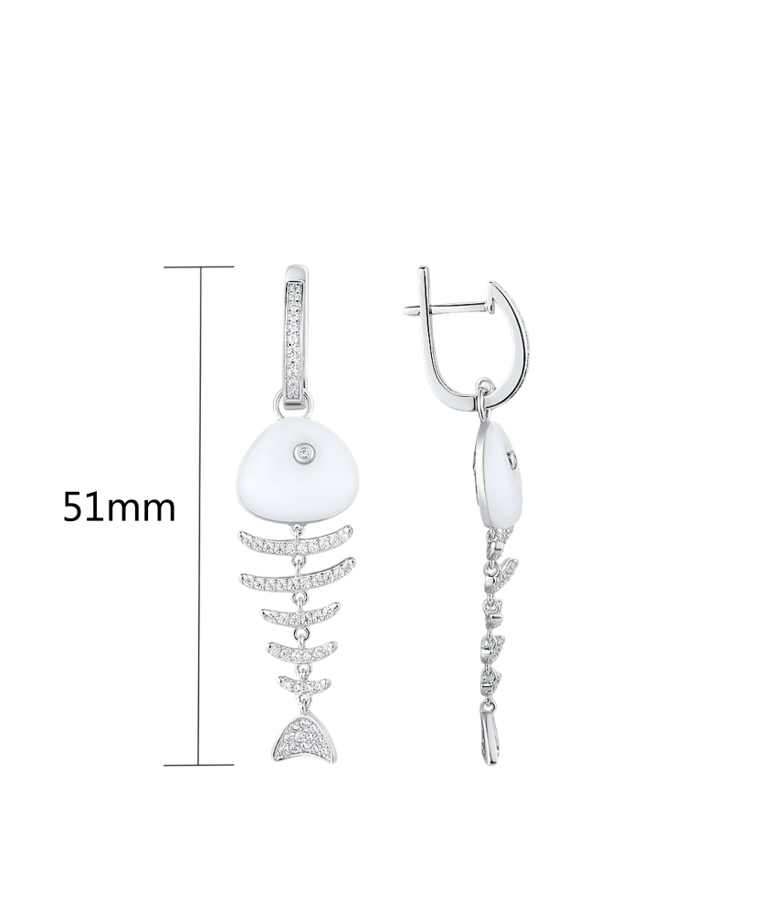 Hõbedast kõrvarõngad tsirkoonide ja keraamikaga