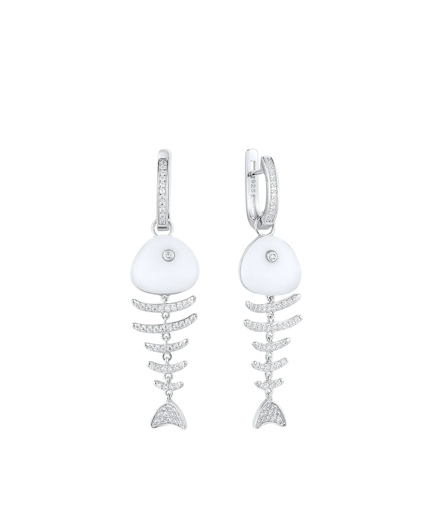 Hõbekõrvarõngad tsirkoonide ja emailiga