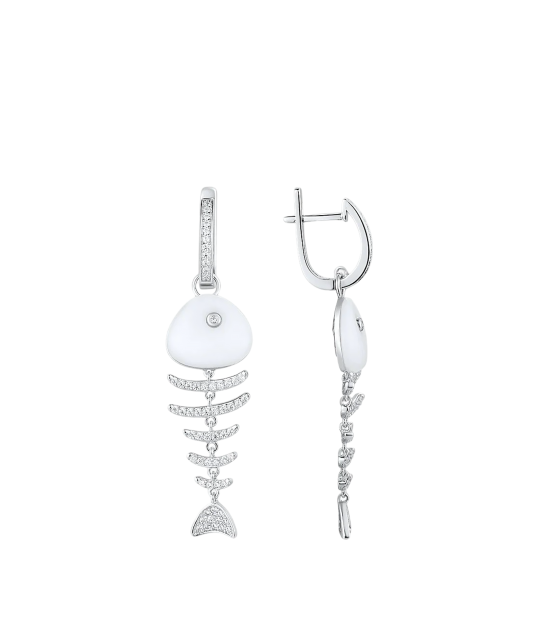 Hõbedast kõrvarõngad tsirkoonide ja keraamikaga