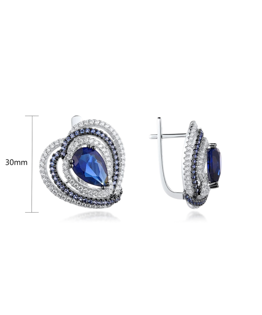 Серьги из серебра с цирконом и шпинели