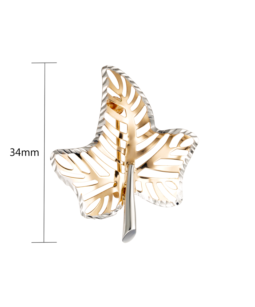 Золотая брошь "Листик"