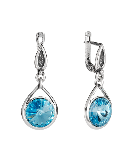 Sidabriniai auskarai su kristalais