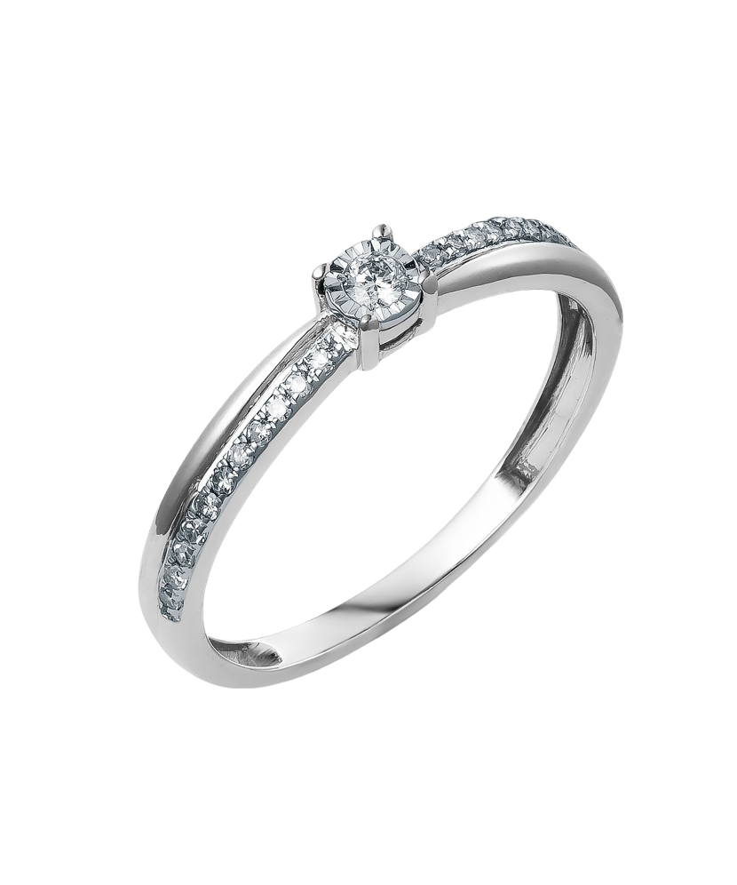 Valgest Kullast Sõrmus briljantitega