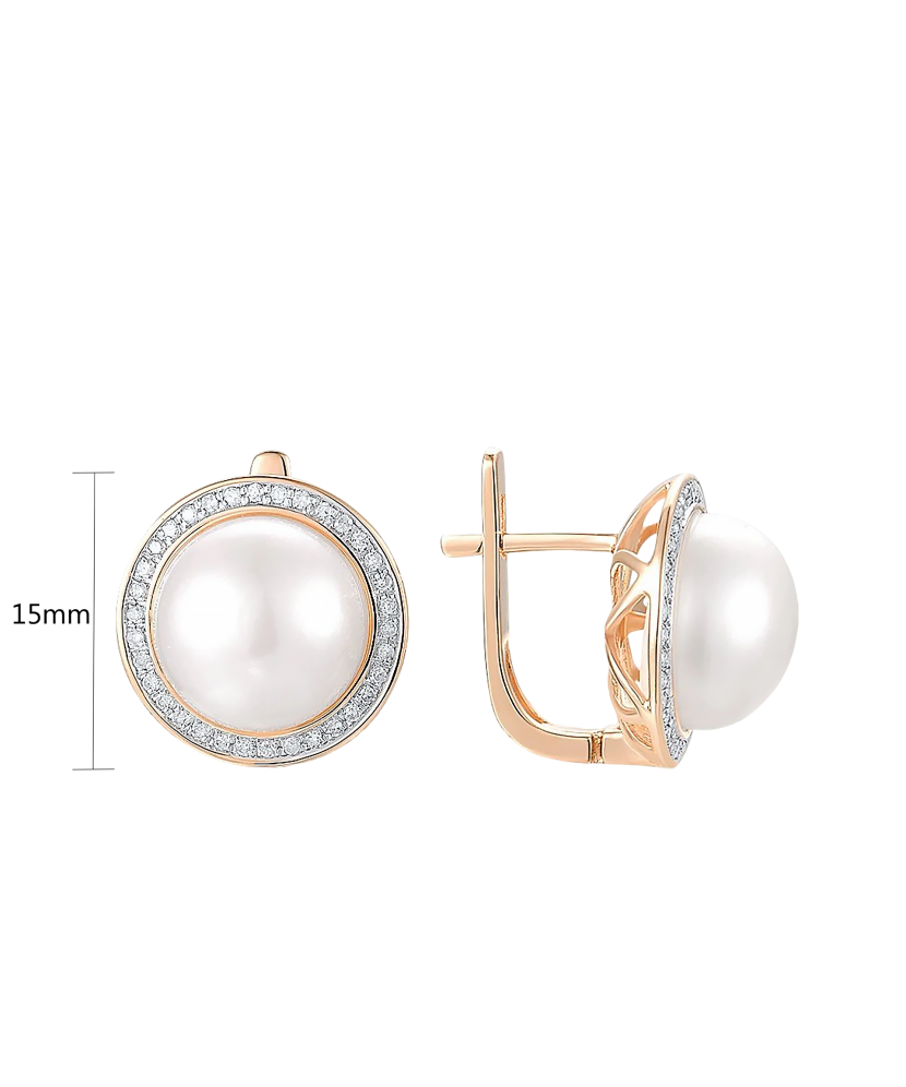 Kuldkõrvarõngad teemantidega ja pärlitega