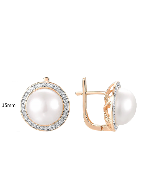 Kuldkõrvarõngad teemantidega ja pärlitega