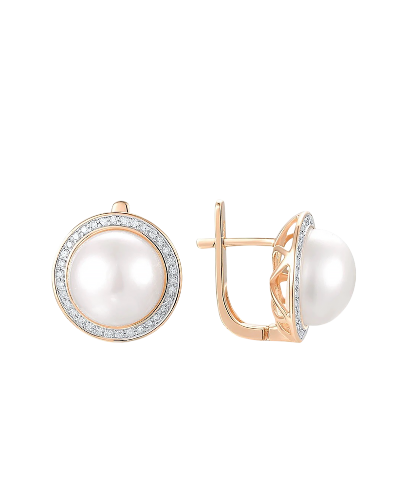 Kuldkõrvarõngad teemantidega ja pärlitega