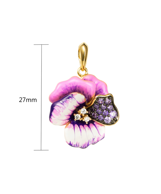 Серебряный позолоченный кулон с эмалью и цирконами