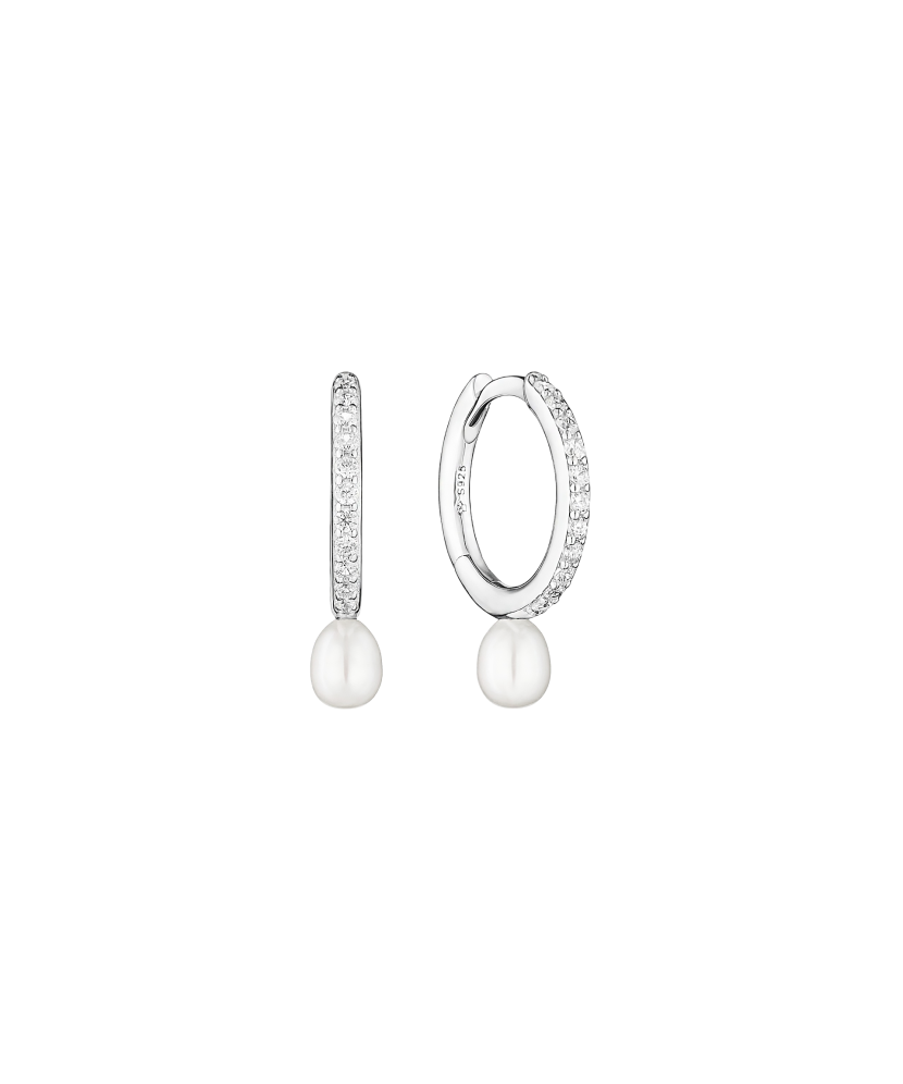 Hõbekõrvarõngad pärlite ja tsirkoonidega