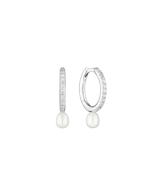 Hõbekõrvarõngad pärlite ja tsirkoonidega