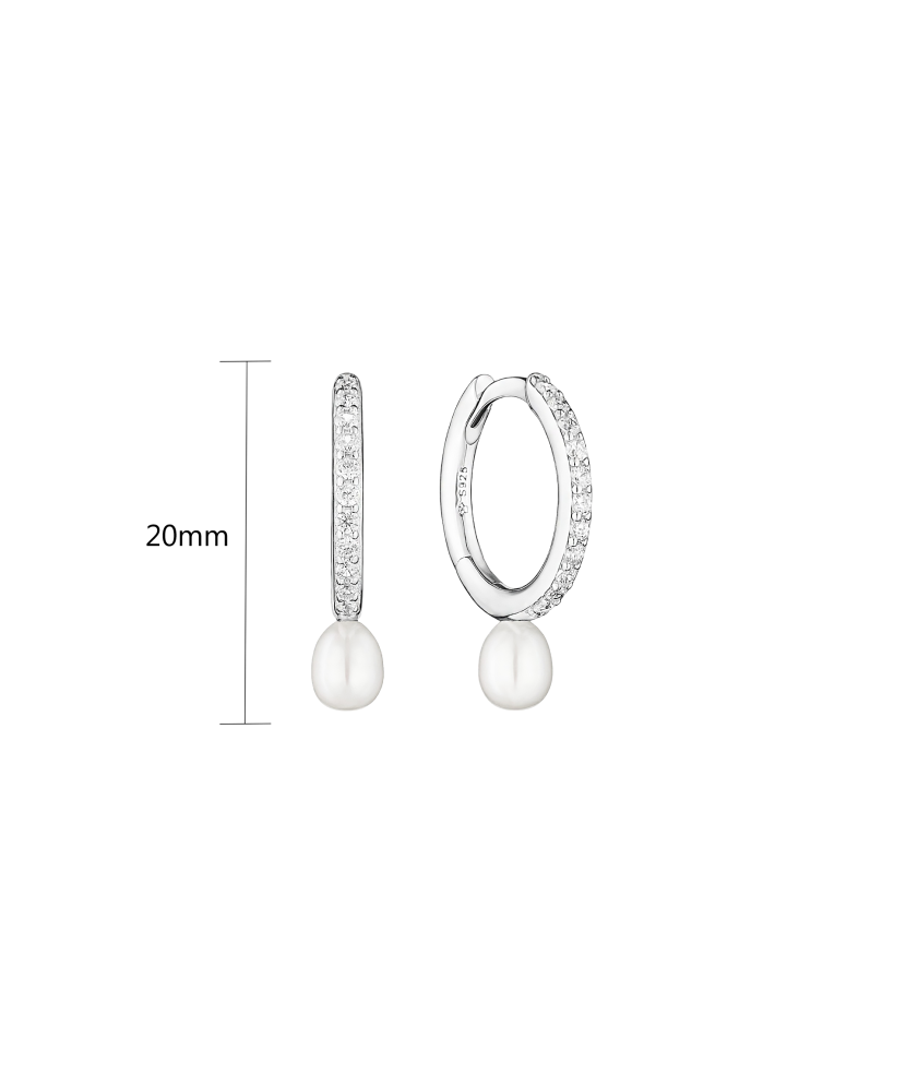 Hõbekõrvarõngad pärlite ja tsirkoonidega