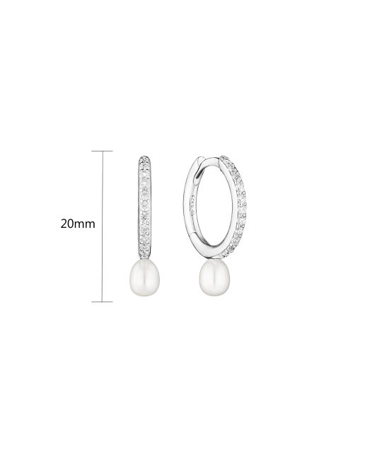 Серьги из серебра с жемчугом и цирконами