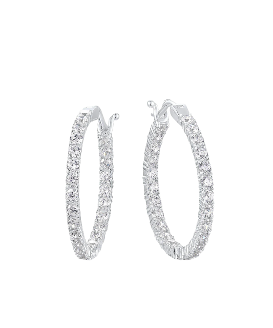 Hõbekõrvarõngad tsirkoonidega 25mm