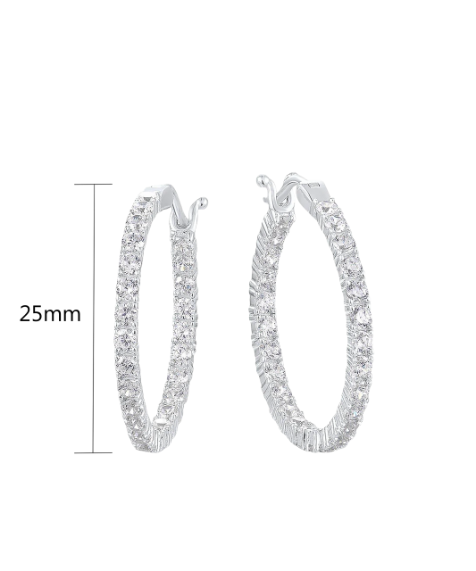 Серьги из серебра с цирконами 25mm