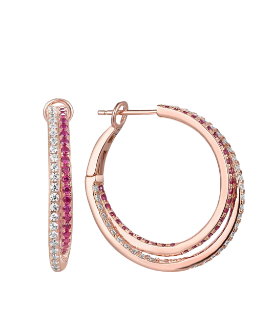 Kullatud Hõbedast kõrvarõngad nanorubiinide ja tsirkoonidega