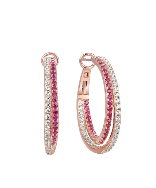 Kullatud Hõbedast kõrvarõngad nanorubiinide ja tsirkoonidega