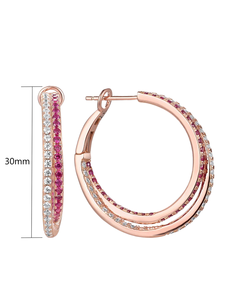 Kullatud Hõbedast kõrvarõngad nanorubiinide ja tsirkoonidega